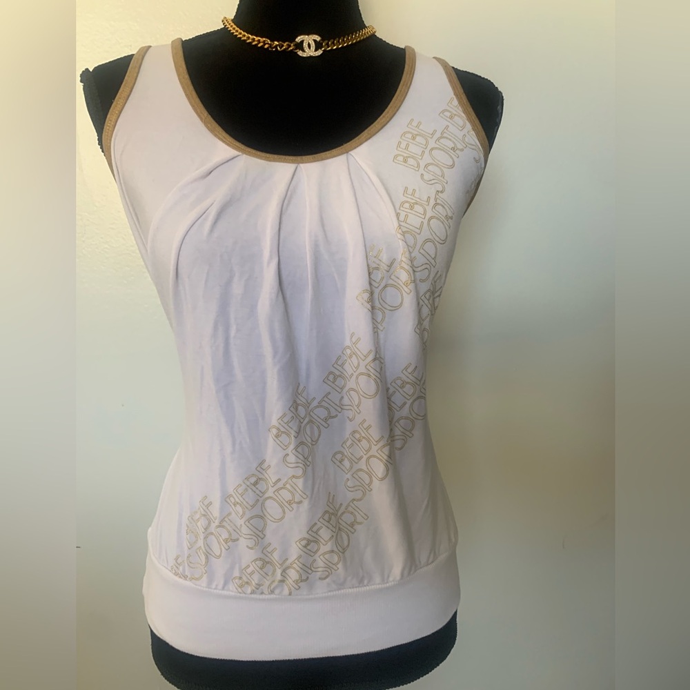 Vintage Bebe White and Gold Tank Top